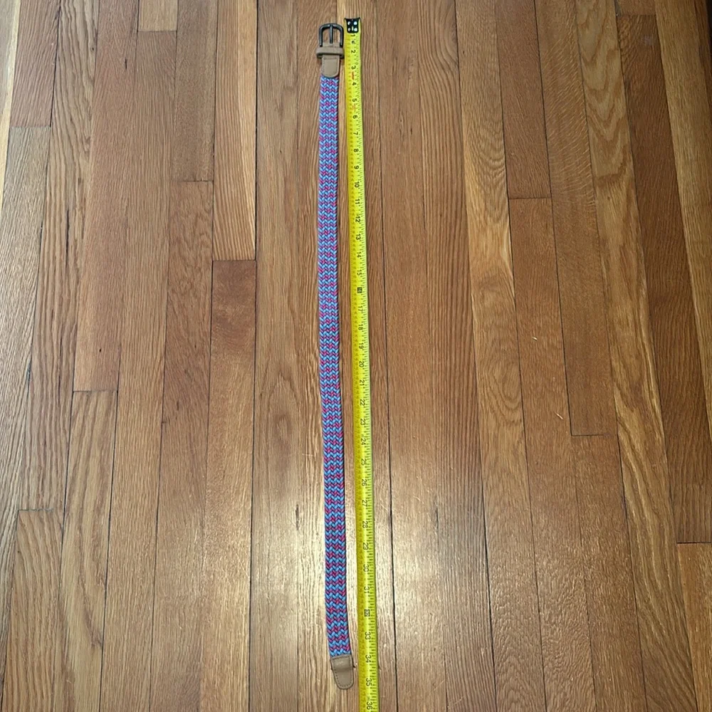 Peppercorn Kids pink & blue braided elasticized belt w/ pewter tone buckle